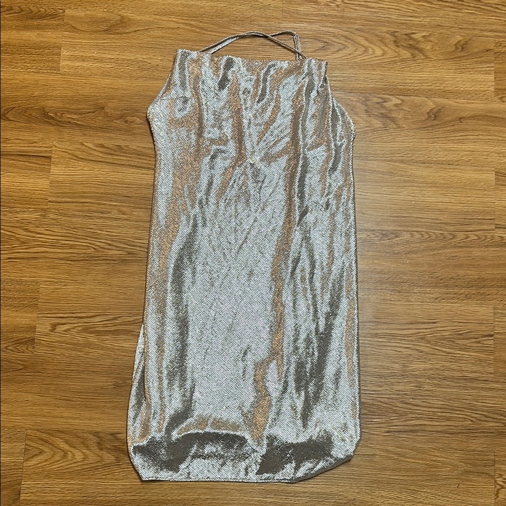 Victoria Secret Silver Metallic Halter Dress